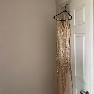 Long tan prom dress